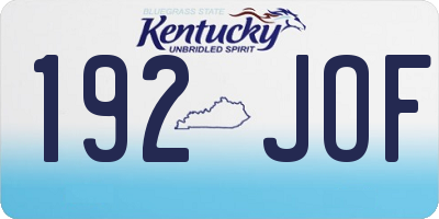 KY license plate 192JOF