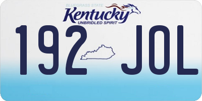 KY license plate 192JOL