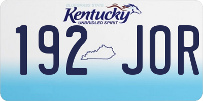 KY license plate 192JOR