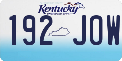 KY license plate 192JOW