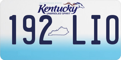 KY license plate 192LIO