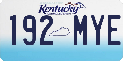 KY license plate 192MYE