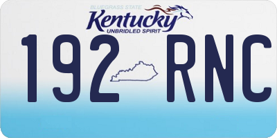 KY license plate 192RNC