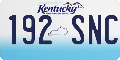 KY license plate 192SNC