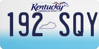 KY license plate 192SQY