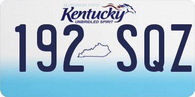 KY license plate 192SQZ