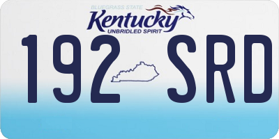 KY license plate 192SRD