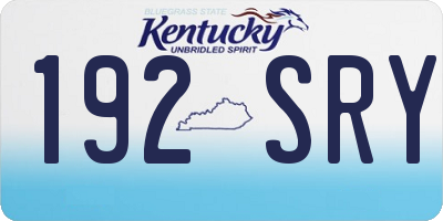 KY license plate 192SRY