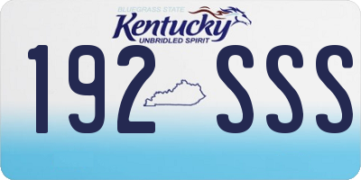 KY license plate 192SSS
