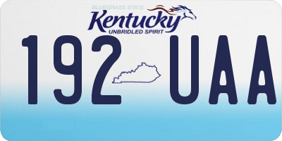 KY license plate 192UAA