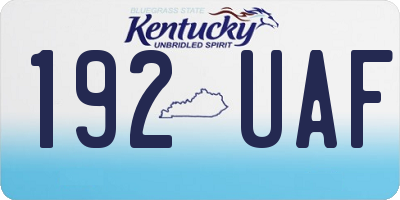 KY license plate 192UAF