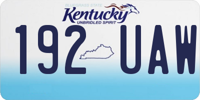 KY license plate 192UAW
