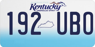 KY license plate 192UBO