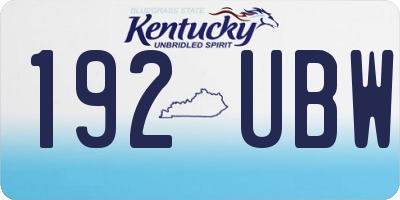 KY license plate 192UBW