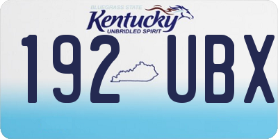 KY license plate 192UBX