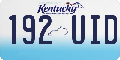 KY license plate 192UID