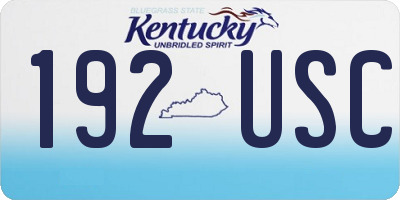 KY license plate 192USC