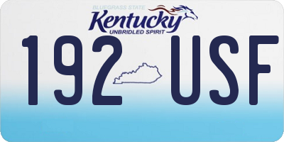 KY license plate 192USF