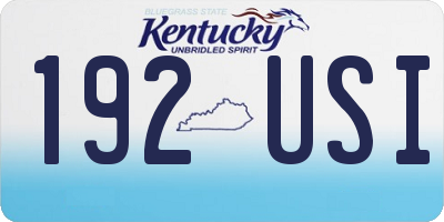 KY license plate 192USI