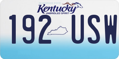 KY license plate 192USW