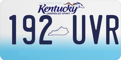 KY license plate 192UVR