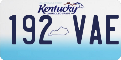 KY license plate 192VAE