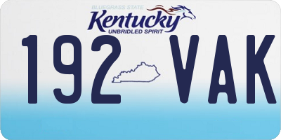 KY license plate 192VAK