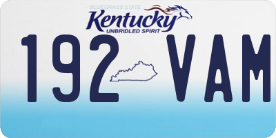 KY license plate 192VAM