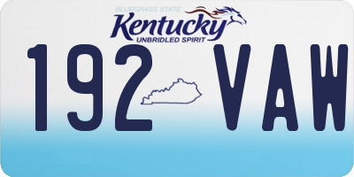 KY license plate 192VAW