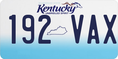 KY license plate 192VAX