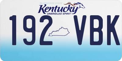KY license plate 192VBK