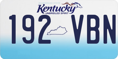KY license plate 192VBN