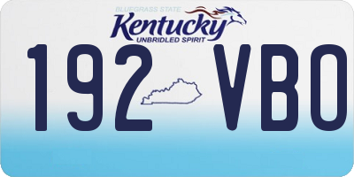 KY license plate 192VBO