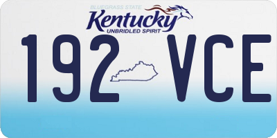 KY license plate 192VCE