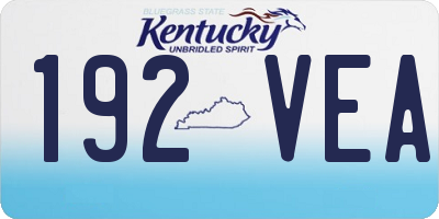 KY license plate 192VEA