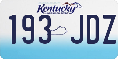 KY license plate 193JDZ