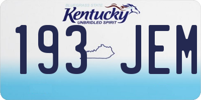 KY license plate 193JEM