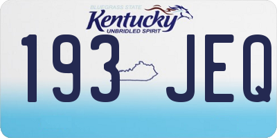 KY license plate 193JEQ