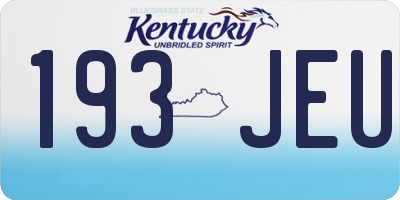 KY license plate 193JEU