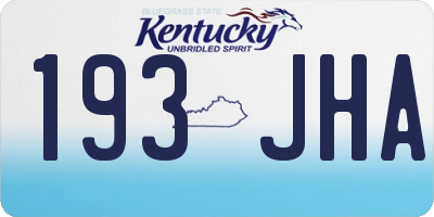 KY license plate 193JHA