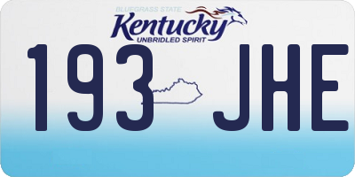 KY license plate 193JHE