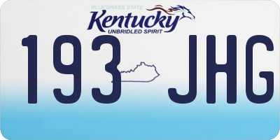 KY license plate 193JHG