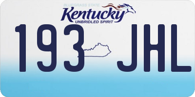 KY license plate 193JHL
