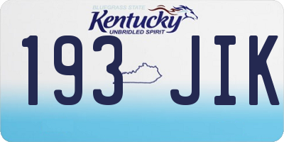 KY license plate 193JIK