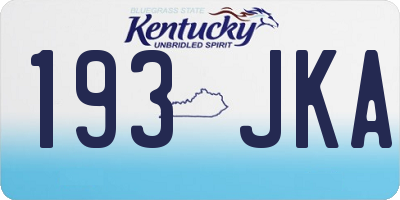 KY license plate 193JKA