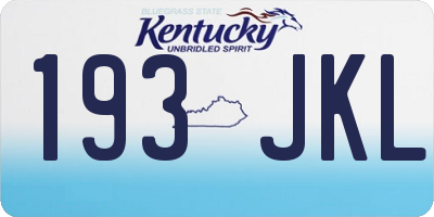 KY license plate 193JKL