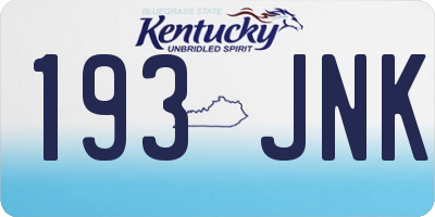 KY license plate 193JNK