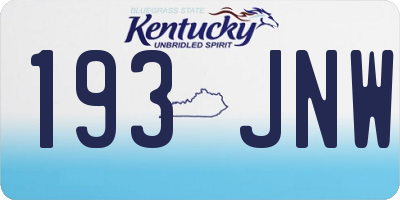 KY license plate 193JNW
