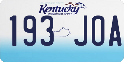 KY license plate 193JOA