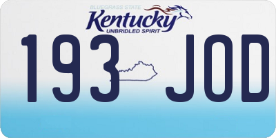 KY license plate 193JOD